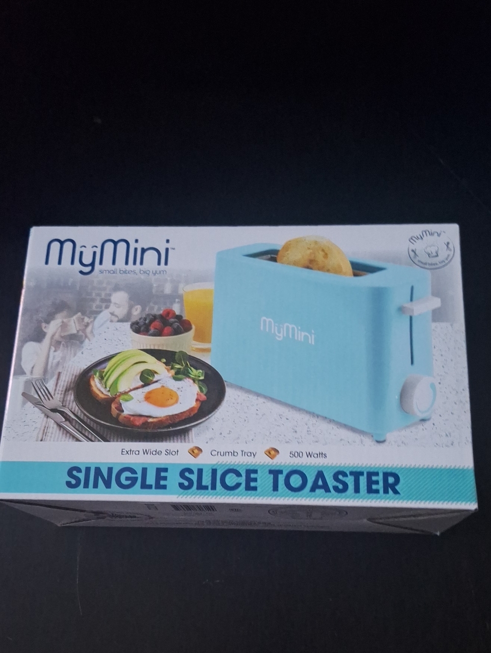 MyMini Single Slice Toaster – Aqua | Compact Single Slot, 500W, Retro Style